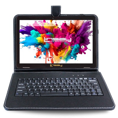 LINSAY 10.1" Octa Core 128GB Storage Android 15 Tablet Dual Camera Android with Black Keyboard