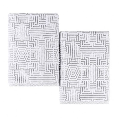 Cotton Modern Geometric Jacquard Soft Highly-Absorbent Bath Sheet Set of 2 by Blue Nile Mills