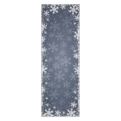 Washable Christmas Living Room Rugs, Home Decorative Snowflake Print Bedroom Rugs, Soft Non Slip Xmas Carpet for Kids Room