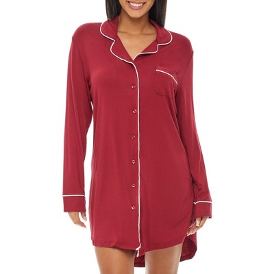 ADR Womens Sleep Shirt 100% Cotton Lightweight Night Shirt Pajama Button Down Top