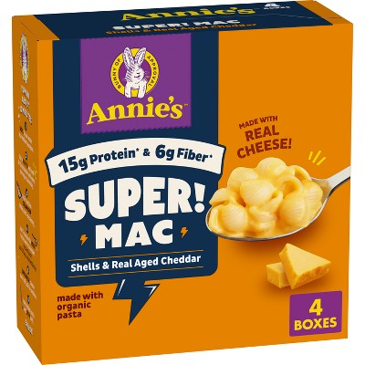 Annie's Organic Super! Mac Real Aged Cheddar Mac and Cheese - 24oz/4ct