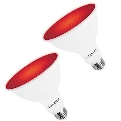 Luxrite LED PAR38 Flood Red Light Bulb, 8W=45W Equivalent, Damp Rated, UL Listed, E26 Base, Indoor Outdoor, Decoration, Home Lighting 2 Pack