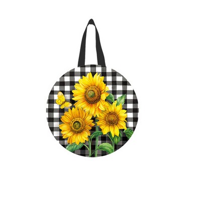 Briarwood Lane Fall Door Hanger 16x16 Checkered Sunflowers For Fall Door Hanger
