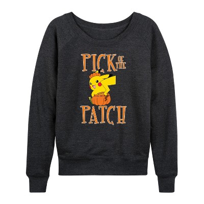 Women's - Pokémon - Pick Of The Patch Lightweight French Terry Wide Neck Long Sleeve Graphic Shirt
