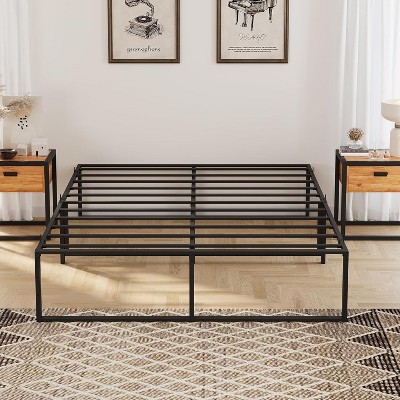 14 Inch Metal Full Bed Frame, Heavy Duty Platform, Sturdy Steel Slats, Mattress Foundation, No Box Spring Needed, Easy Assembly, Noise Free, Black