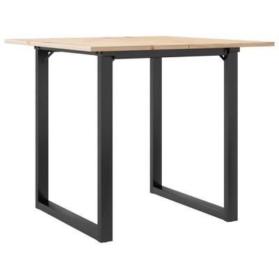 vidaXL Dining Table O-Frame Side Accent Coffee Table Solid Wood Pine and Steel - 35.4" x 35.4" x 29.5" O-Frame