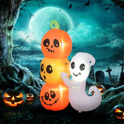 ACEPANO 59.10 in. H Inflatable Halloween Decoration Ghost and Pumpkin For Garden, Lawn, Party & Festival-Orange