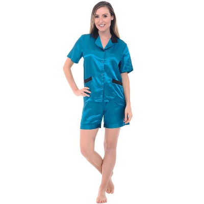 ADR Women's Satin Pajamas, Short Sleeve Pj Set