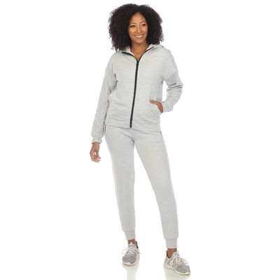 Women's Two Piece Fleece Tracksuit Set - White Mark