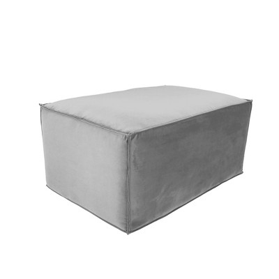 Factory Direct Partners Kids' Overstuffed Rectangle Microfiber Ottoman Sterling Gray