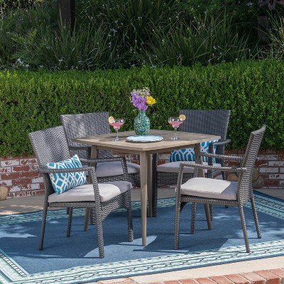Christopher Knight Home Marias Outdoor Wicker and Acacia Wood 5 Piece Dining Set