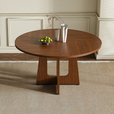KTMBDW Farmhouse Dining Table, 47 Inch Round Dinner Table for 4, Rustic Round Dining Room Table for Home Dining Room Living Room