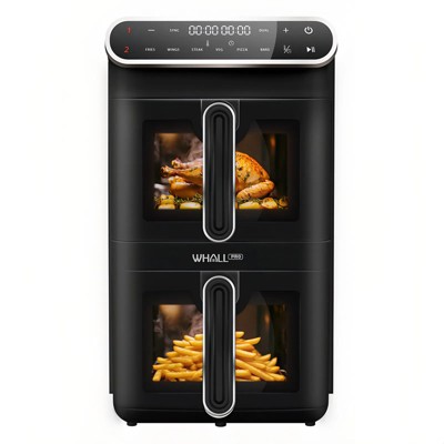 WHALL® 11L Dual Basket Air Fryer – Independent Cook, Visible Windows, One-Touch Smart Control
