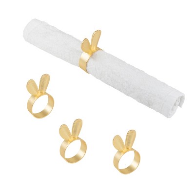 C&F Home Easter Gold Bunny Rabbit Ears Napkin Ring Set of 4