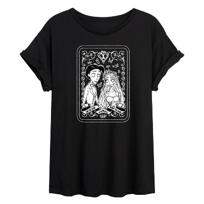 Women's - Corpse Bride - Victor And Emily Oversized Graphic T-Shirt