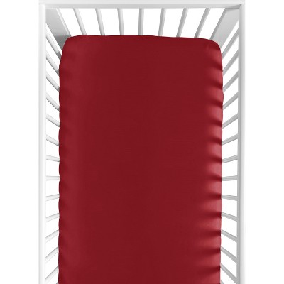 Sweet Jojo Designs Gender Neutral Baby Fitted Crib Sheet Baseball Patch Collection Solid Red