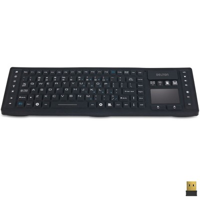 Delton M90 Medical Grade Airtight Waterproof Wireless Backlit Computer Keyboard & Touchpad, Black