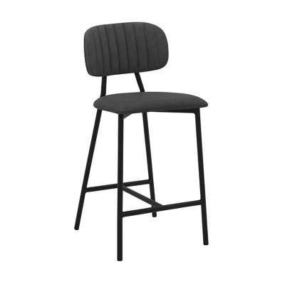 26" Rococo Counter Stool with Faux Leather and Metal Finish - Armen Living