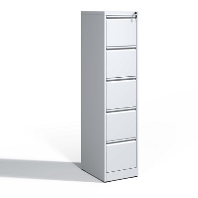 5 Drawer Vertical File Cabinet With Lock, Metal Locking Filing Cabinet For Home Office, File Storage Cabinet For A4/Letter/Legal Size File