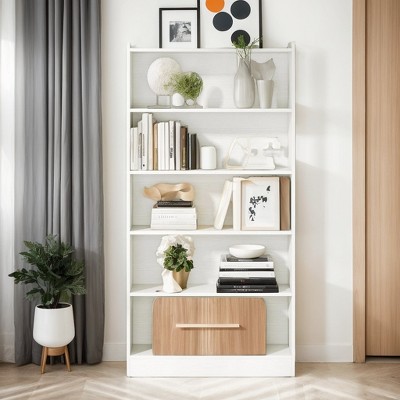 Hommoo Wood Bookcase, 72" Tall Bookshelf with 6-Tier Open Storage Shelves