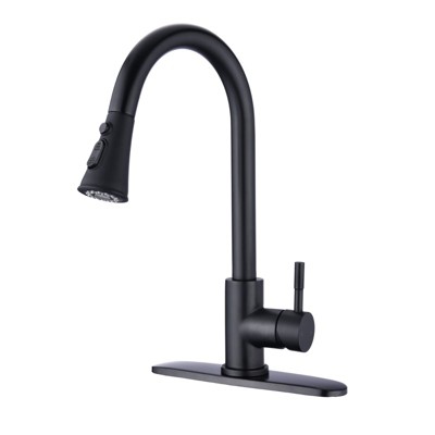 Yukimo Pull Down Kitchen Faucet with Sprayer, Stainless Steel Brushed Nickel Finish with 3-Function Spray Head