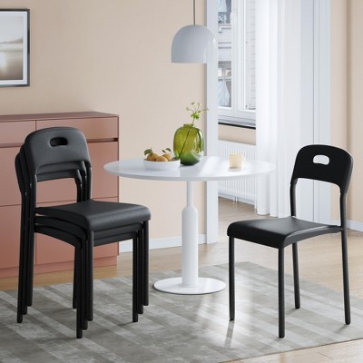 Dining Chairs, Stackable Modern Kitchen Chairs, Plastic Dining Room Chair with Metal Legs, Easy Assembly, Waterproof & Stain-Resistant