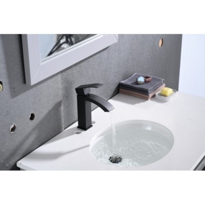 One-Handle Waterfall Style Bathroom Vanity Sink Faucet with Oversized Rectangular Spout