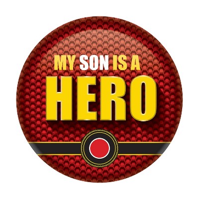 Beistle My Son Is A Hero Button, 2", (6/Pkg) Multicolored
