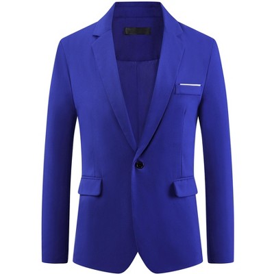 INSPIRE CHIC Men's Notch Lapel One Button Formal Solid Color Business Suit Jackets