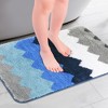 Unique Bargains Waves Stripe Pattern Absorbent Non-Slip Bath Mats Set - 2 of 4
