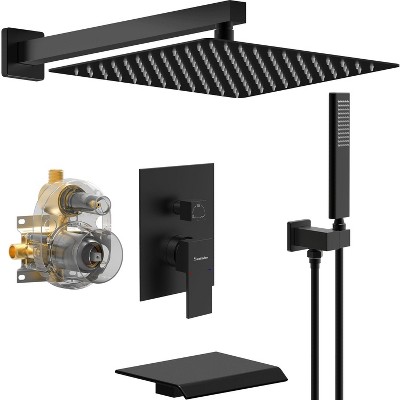 PAGED High Pressure Shower Head with Handheld Modern Waterfall Shower Faucet Set with 10" Rainfall Shower Head for Bathroom & Restroom