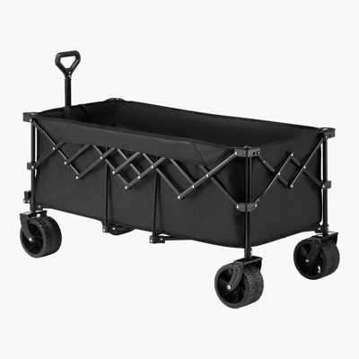 VEVOR Foldable Wagon with Extended Tailgate, 450lbs & 300L Large Capacity Collapsible Wagon Cart, Heavy Duty Folding Utility Carts, Black