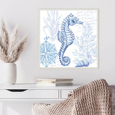 Amanti Art Coastal Sketchbook Sea Horse by Tre Sorelle Studios Framed Canvas Wall Art Print