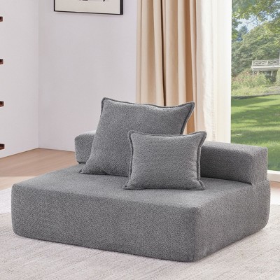 NicBex Couches for Living Room 56" Lounge Frame for Oversized Modular U-Shaped Sectional Sofa Boucle Floor Convertible Compressed Couch
