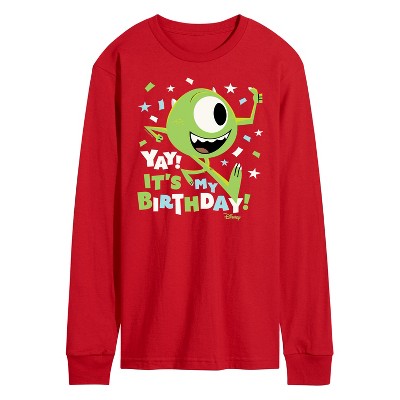 Men's - Disney - Mike Yay It's My Birthday Long Sleeve Graphic T-Shirt