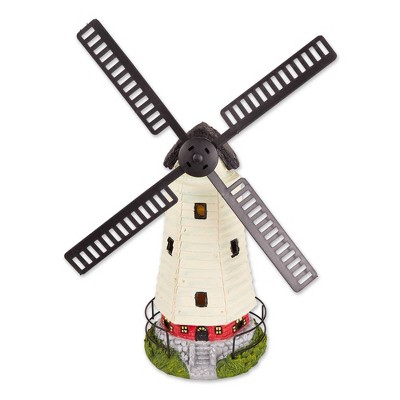 8" Polyresin Solar Windmill Lighthouse Sculpture Off-White - Zingz & Thingz: Outdoor Garden Statue, No Battery Required