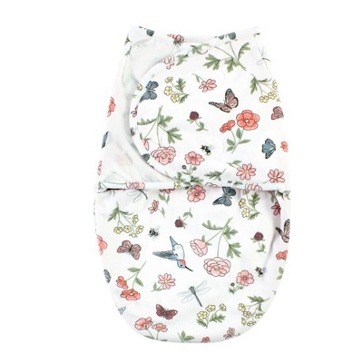 Hudson Baby Infant Girl Plush Faux Fur Swaddle Wrap, Hummingbird Garden, 0-3 Months