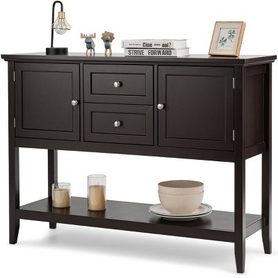 Costway Sideboard Buffet Table Wooden Console Table w/ Drawers & Storage Cabinets Blue/Brown/Gray/Beige