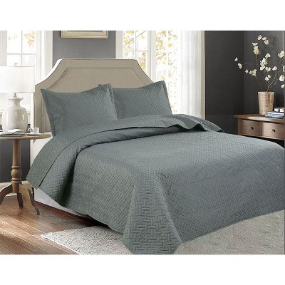 Legacy Decor 3 PCS Pinsonic Reversible All Season Bedspread Quilt Coverlet Oversized