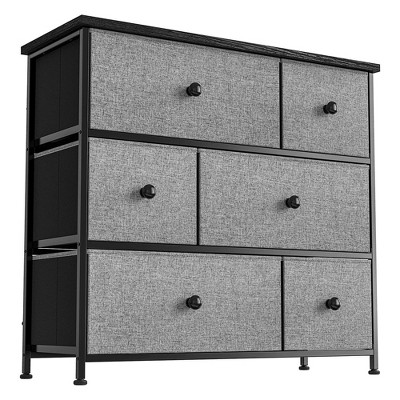 REAHOME 6 Drawer Steel Frame Bedroom Storage Organizer Chest Dresser with Waterproof Top, Adjustable Feet, and Wall Safety Attachment
