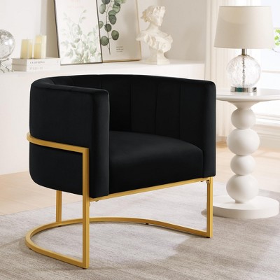 Velvet Accent Chair, Upholstered Vanity Chair with Metal Stand, Home Leisure Chair for Bedroom, Living Room, Office, Waiting Room