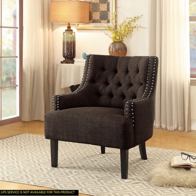 NicBex 1pc Accent Chair with  Button Tufted Textured Fabric Solid Wood Lounge Chair Reading Chair Comfy Chair for Living Room Bedroom Studio