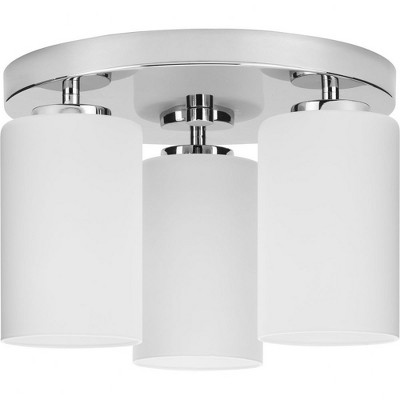 Progress Lighting Cofield 3-Light Flush Mount, Polished Chrome, Glass Shades