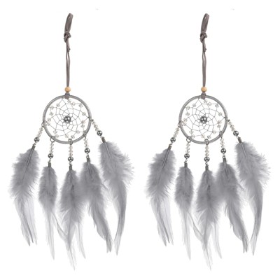 Unique Bargains Small Handmade Macrame Dream Catchers for Home Decoration 2 Pcs
