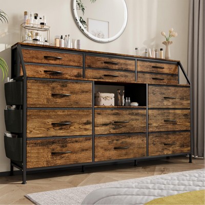 Dresser for Bedroom with 14 Drawers, 55" W Dresser with Side Pocket
