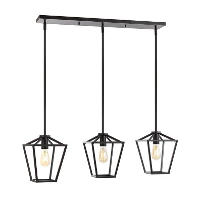 36.5" 3-Light Grace Industrial LED Pendant for Dining Room, Adjustable Height - JONATHAN Y