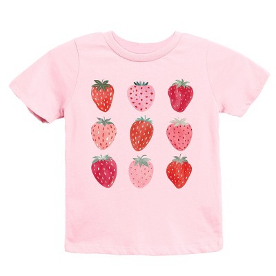 The Juniper Shop Strawberry Watercolor Chart Youth Short Sleeve Tee - L - Pink