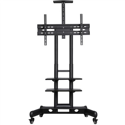 Yaheetech Adjustable Mobile TV Stand Rolling TV Cart with Wheels Black