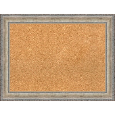 33"x25" Wood Frame Natural Cork Board Fleur Champagne Silver - Amanti Art
