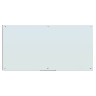 U Brands 70"x35" Frosted Glass Frameless Dry Erase Board White: Wall Mount Glass Whiteboard with Marker Tray